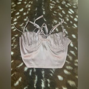 Women’s SIlk Lilac Top - Corset tied back Size Small